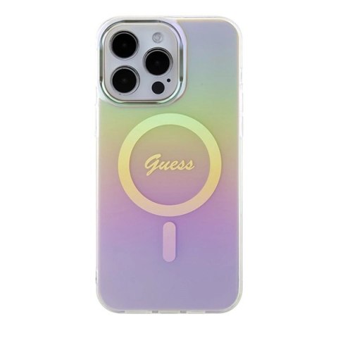Etui Guess IML Iridescent MagSafe do iPhone 15 Pro Max - różowe