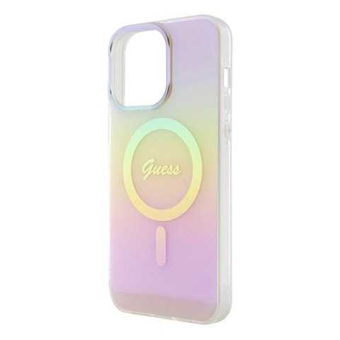 Etui Guess IML Iridescent MagSafe do iPhone 15 Pro Max - różowe