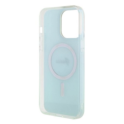 Etui Guess IML Iridescent MagSafe do iPhone 15 Pro Max - turkusowe