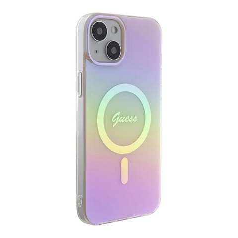 Etui Guess IML Iridescent MagSafe do iPhone 15 - różowe