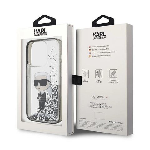 Etui Karl Lagerfeld Liquid Glitter Ikonik do iPhone 15 Pro Max - przezroczyste Etui Karl Lagerfeld Liquid Glitter Ikonik do iPhone 15 Pro Max - przezroczyste