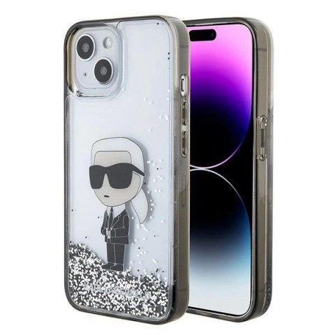Etui Karl Lagerfeld Liquid Glitter Ikonik do iPhone 15 - przezroczyste Etui Karl Lagerfeld Liquid Glitter Ikonik do iPhone 15 - przezroczyste