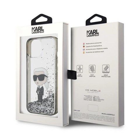 Etui Karl Lagerfeld Liquid Glitter Ikonik do iPhone 15 - przezroczyste Etui Karl Lagerfeld Liquid Glitter Ikonik do iPhone 15 - przezroczyste