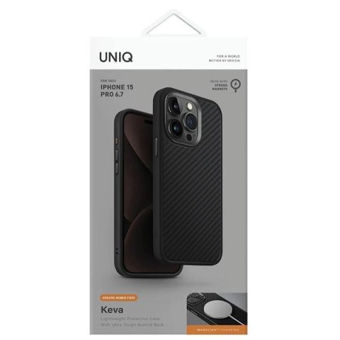 Etui UNIQ Keva Magclick Charging do iPhone 15 Pro Max - czarne Etui UNIQ Keva Magclick Charging do iPhone 15 Pro Max - czarne