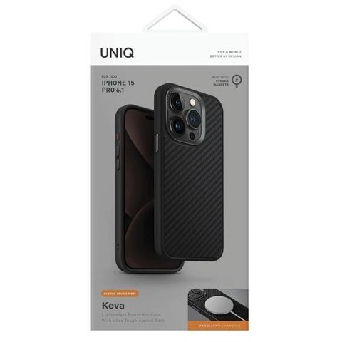 Etui UNIQ Keva Magclick Charging do iPhone 15 Pro - czarne Etui UNIQ Keva Magclick Charging do iPhone 15 Pro - czarne