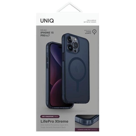 Etui UNIQ LifePro Xtreme Magclick Charging do iPhone 15 Pro Max - ciemnoniebieskie Etui UNIQ LifePro Xtreme Magclick Charging do iPhone 15 Pro Max - ciemnoniebieskie