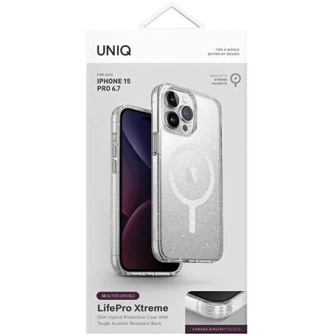 Etui UNIQ LifePro Xtreme Magclick Charging do iPhone 15 Pro Max - przezroczysto-srebrne Etui UNIQ LifePro Xtreme Magclick Charging do iPhone 15 Pro Max - przezroczysto-srebrne