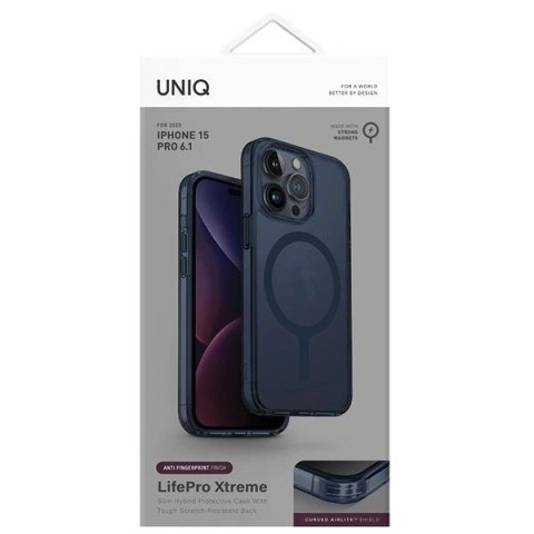 Etui UNIQ LifePro Xtreme Magclick Charging do iPhone 15 Pro - ciemnoniebieskie
