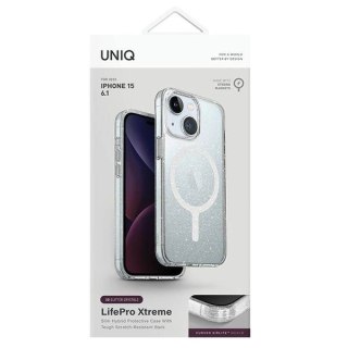 Etui UNIQ LifePro Xtreme Magclick Charging do iPhone 15 - przezroczysto-srebrne