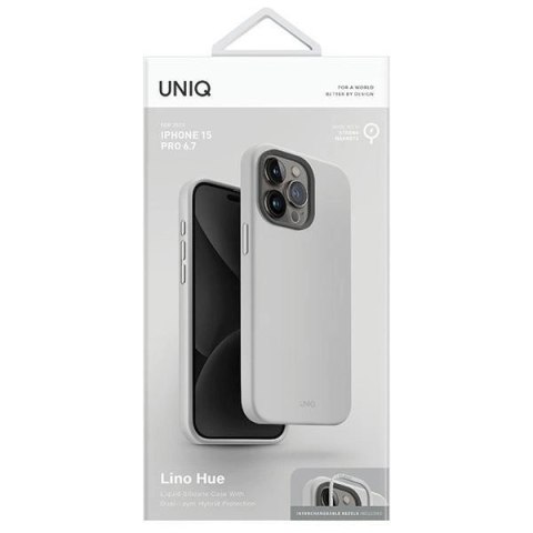 Etui UNIQ Lino Hue Magclick Charging do iPhone 15 Pro Max - jasnoszare