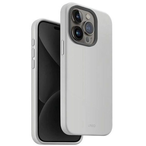 Etui UNIQ Lino Hue Magclick Charging do iPhone 15 Pro - jasnoszare Etui UNIQ Lino Hue Magclick Charging do iPhone 15 Pro - jasnoszare