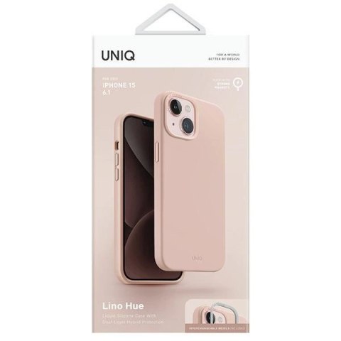 Etui UNIQ Lino Hue Magclick Charging do iPhone 15 - różowe Etui UNIQ Lino Hue Magclick Charging do iPhone 15 - różowe