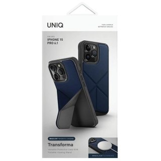 Etui UNIQ Transforma Magclick Charging do iPhone 15 Pro - niebieskie