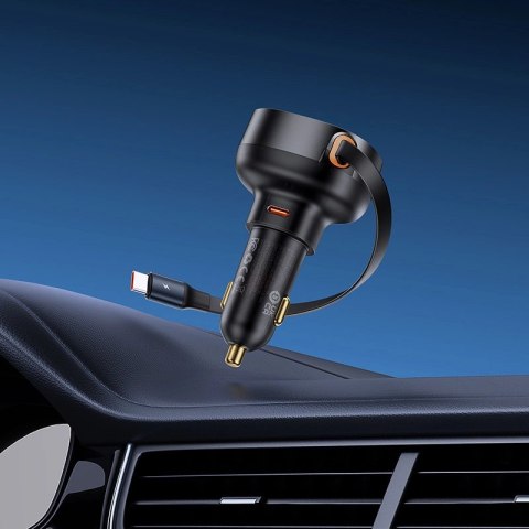 Ładowarka samochodowa Baseus Enjoyment Pro USB-C (żeńskie) / USB-C (męskie) 60W - czarna