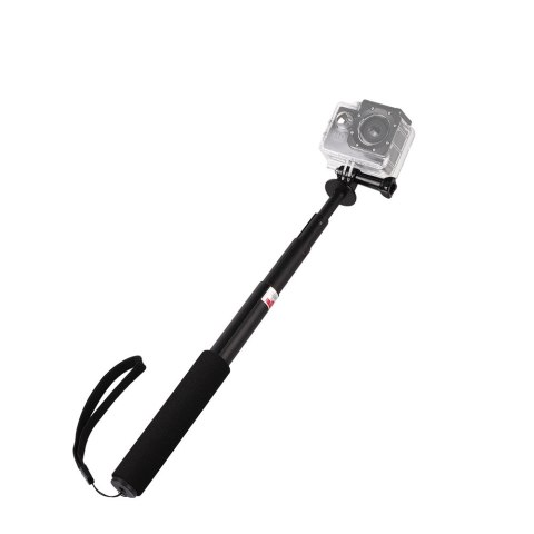 Selfie stick z uchwytem na kamerę - czarny Selfie stick z uchwytem na kamerę - czarny