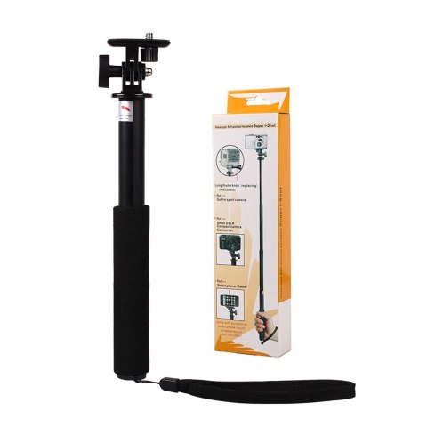 Selfie stick z uchwytem na kamerę - czarny Selfie stick z uchwytem na kamerę - czarny