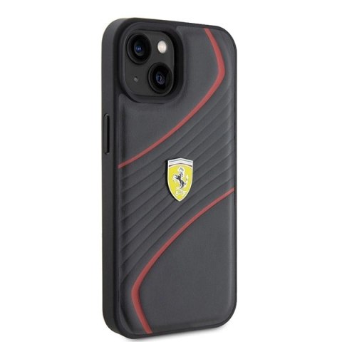 Etui Ferrari Twist Metal Logo do iPhone 15 - czarne Etui Ferrari Twist Metal Logo do iPhone 15 - czarne