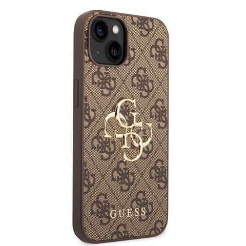 Etui Guess 4G Big Metal Logo do iPhone 15 Plus - brązowe