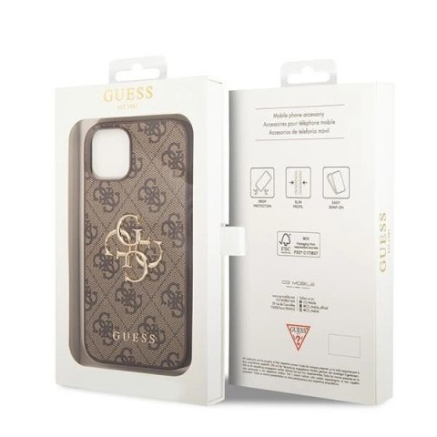 Etui Guess 4G Big Metal Logo do iPhone 15 Plus - brązowe
