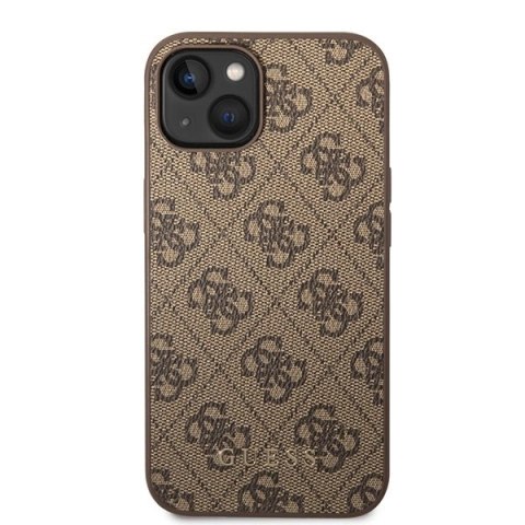 Etui Guess 4G Metal Gold Logo do iPhone 15 Plus - brązowe