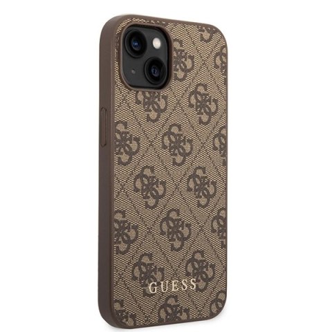 Etui Guess 4G Metal Gold Logo do iPhone 15 Plus - brązowe