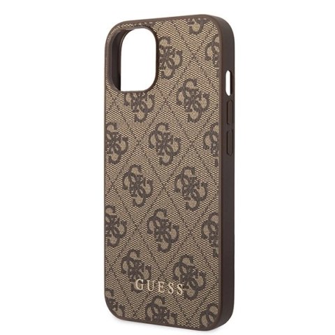 Etui Guess 4G Metal Gold Logo do iPhone 15 Plus - brązowe