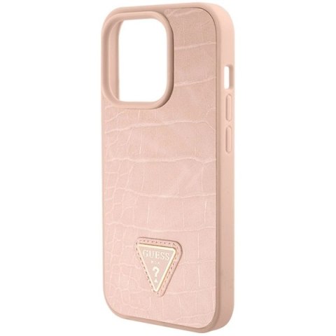 Etui Guess Croco Triangle Metal Logo do iPhone 15 Pro Max - różowe