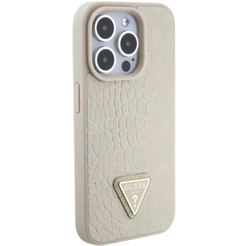 Etui Guess Croco Triangle Metal Logo do iPhone 15 Pro Max - złote
