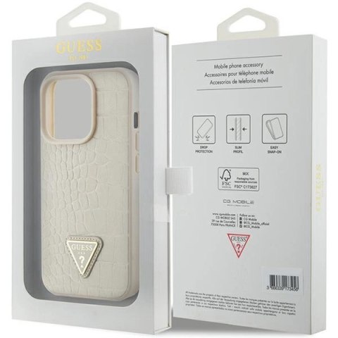 Etui Guess Croco Triangle Metal Logo do iPhone 15 Pro Max - złote