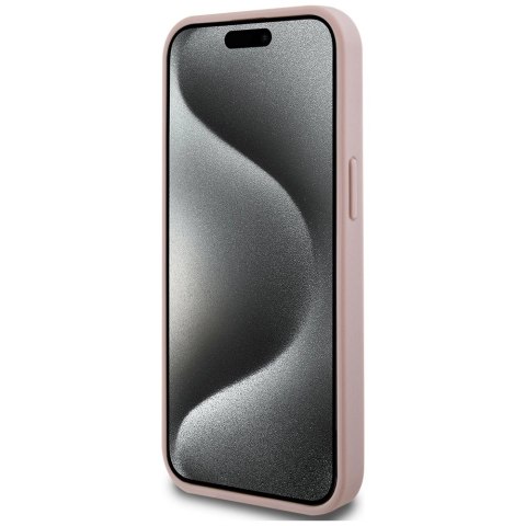 Etui Guess Croco Triangle Metal Logo do iPhone 15 - różowe