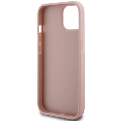 Etui Guess Croco Triangle Metal Logo do iPhone 15 - różowe