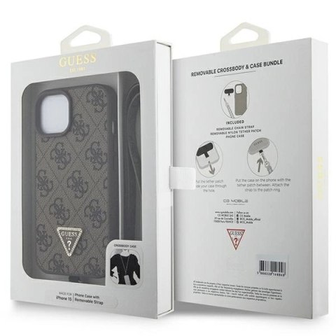 Etui Guess Crossbody 4G Metal Logo do iPhone 15 Plus - brązowe