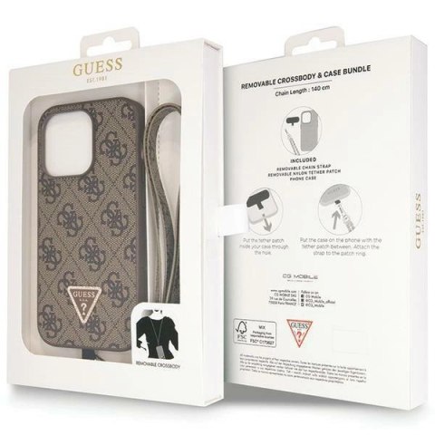 Etui Guess Crossbody 4G Metal Logo do iPhone 15 Pro - brązowe