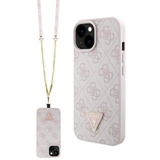 Etui Guess Crossbody 4G Metal Logo do iPhone 15 - różowe