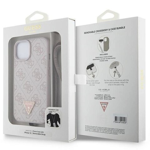 Etui Guess Crossbody 4G Metal Logo do iPhone 15 - różowe