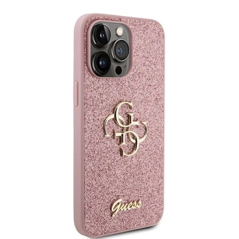 Etui Guess Glitter Script Big 4G do iPhone 15 Pro - różowe
