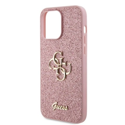 Etui Guess Glitter Script Big 4G do iPhone 15 Pro - różowe