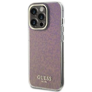 Etui Guess IML Faceted Mirror Disco Iridescent do iPhone 15 Pro - różowe