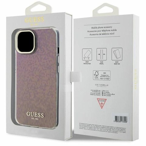 Etui Guess IML Faceted Mirror Disco Iridescent do iPhone 15 - różowe