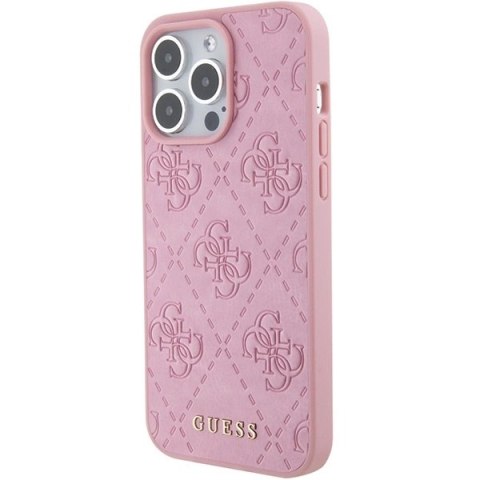 Etui Guess Leather 4G Stamped do iPhone 15 Pro Max - różowe