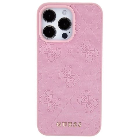 Etui Guess Leather 4G Stamped do iPhone 15 Pro Max - różowe