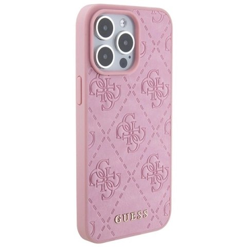 Etui Guess Leather 4G Stamped do iPhone 15 Pro Max - różowe