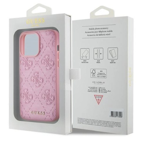 Etui Guess Leather 4G Stamped do iPhone 15 Pro Max - różowe