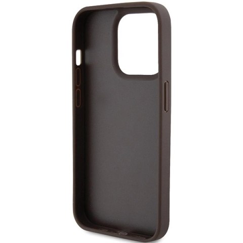 Etui Guess Leather 4G Triangle Strass do iPhone 15 Pro - brązowe
