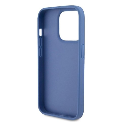 Etui Guess Leather 4G Triangle Strass do iPhone 15 Pro - niebieskie