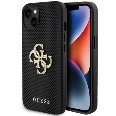 Etui Guess Perforated 4G Glitter do iPhone 15 - czarne
