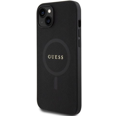 Etui Guess Saffiano MagSafe do iPhone 15 Plus - czarne