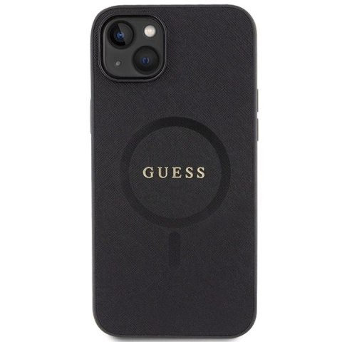 Etui Guess Saffiano MagSafe do iPhone 15 Plus - czarne