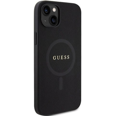 Etui Guess Saffiano MagSafe do iPhone 15 Plus - czarne