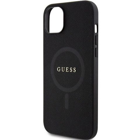 Etui Guess Saffiano MagSafe do iPhone 15 Plus - czarne